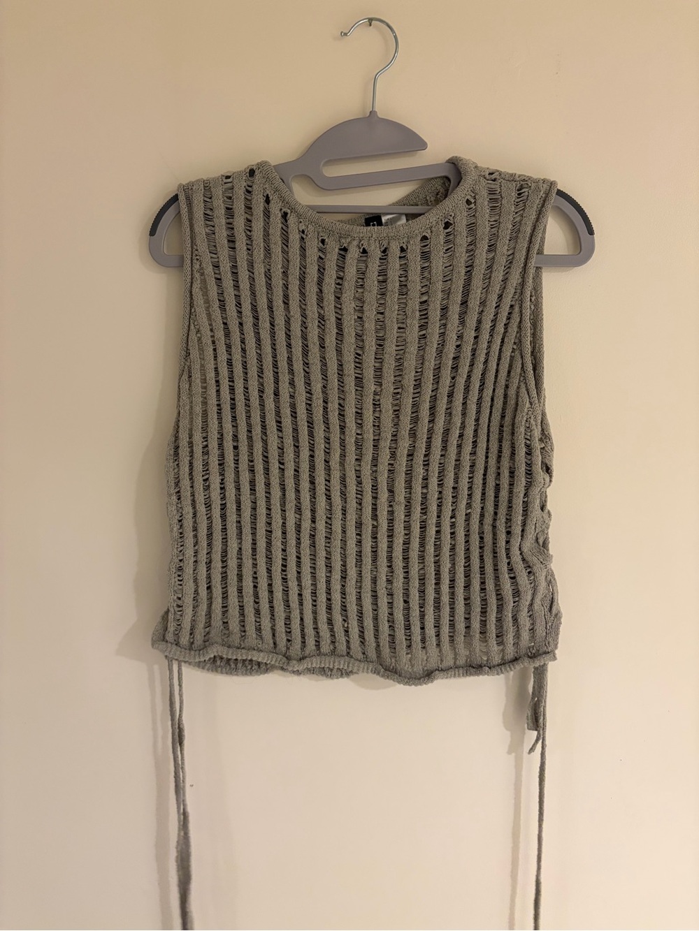 H&M Sleeveless Open-Knit Tank Top - Gray